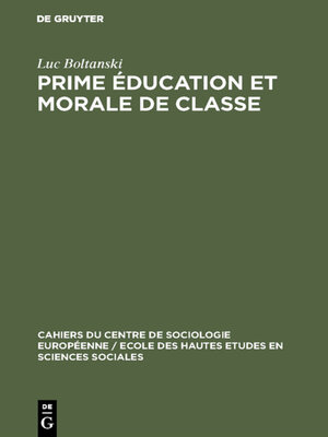 cover image of Prime éducation et morale de classe